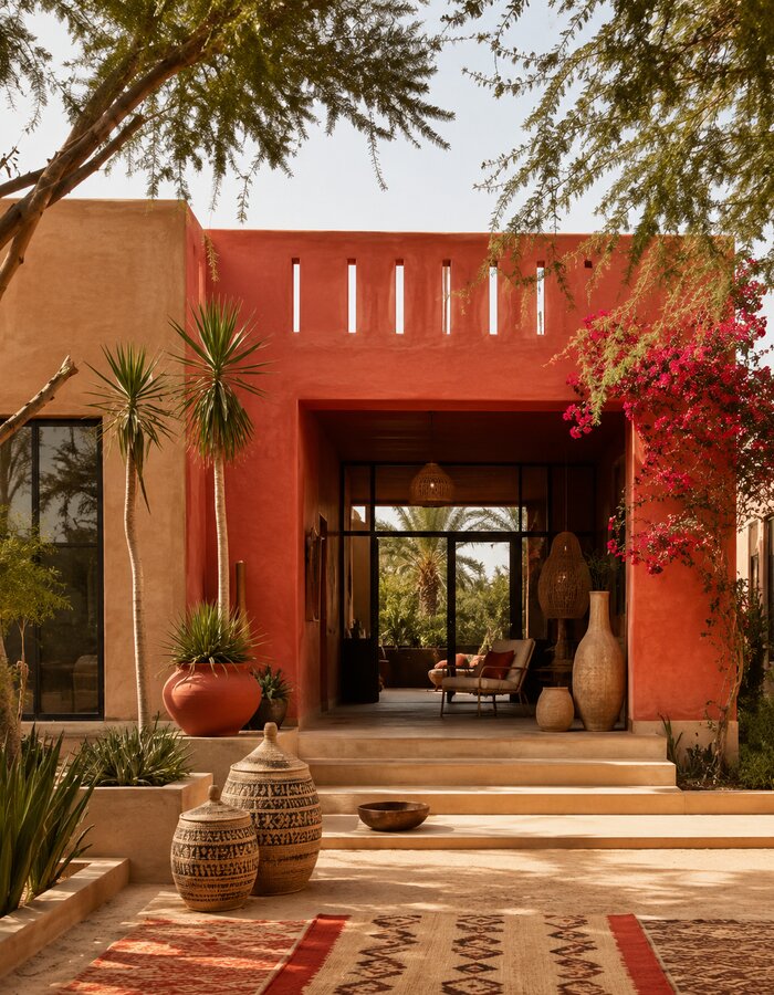 Façade et patio d'Aminata House sur la Petite Côte